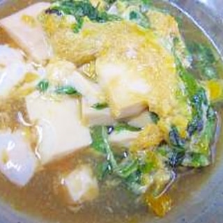 簡単・ヘルシー　朝粥定食に♪｢豆腐卵とじ｣